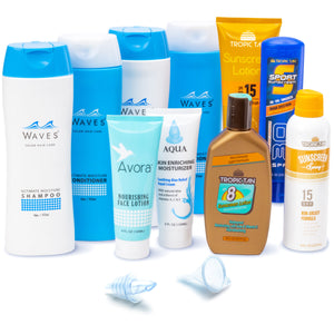 a group of products including suns creams, suns lotion, suns lotion, and suns