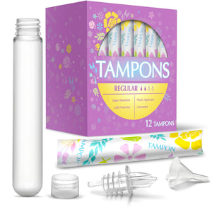 GoPong Tampon Flasks for Liquor - 12 Plastic 1.5 oz Hidden Flasks for Women