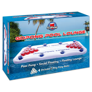 GoPong  Inflatable Pool Lounge Beer Pong Table- White