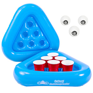 a blue inflatable with two cups and a cup