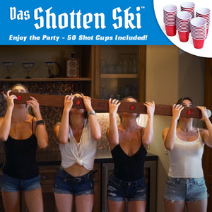 GoPong Das Shotten Ski with 50 Plastic Shot Glasses - Rustic Wood