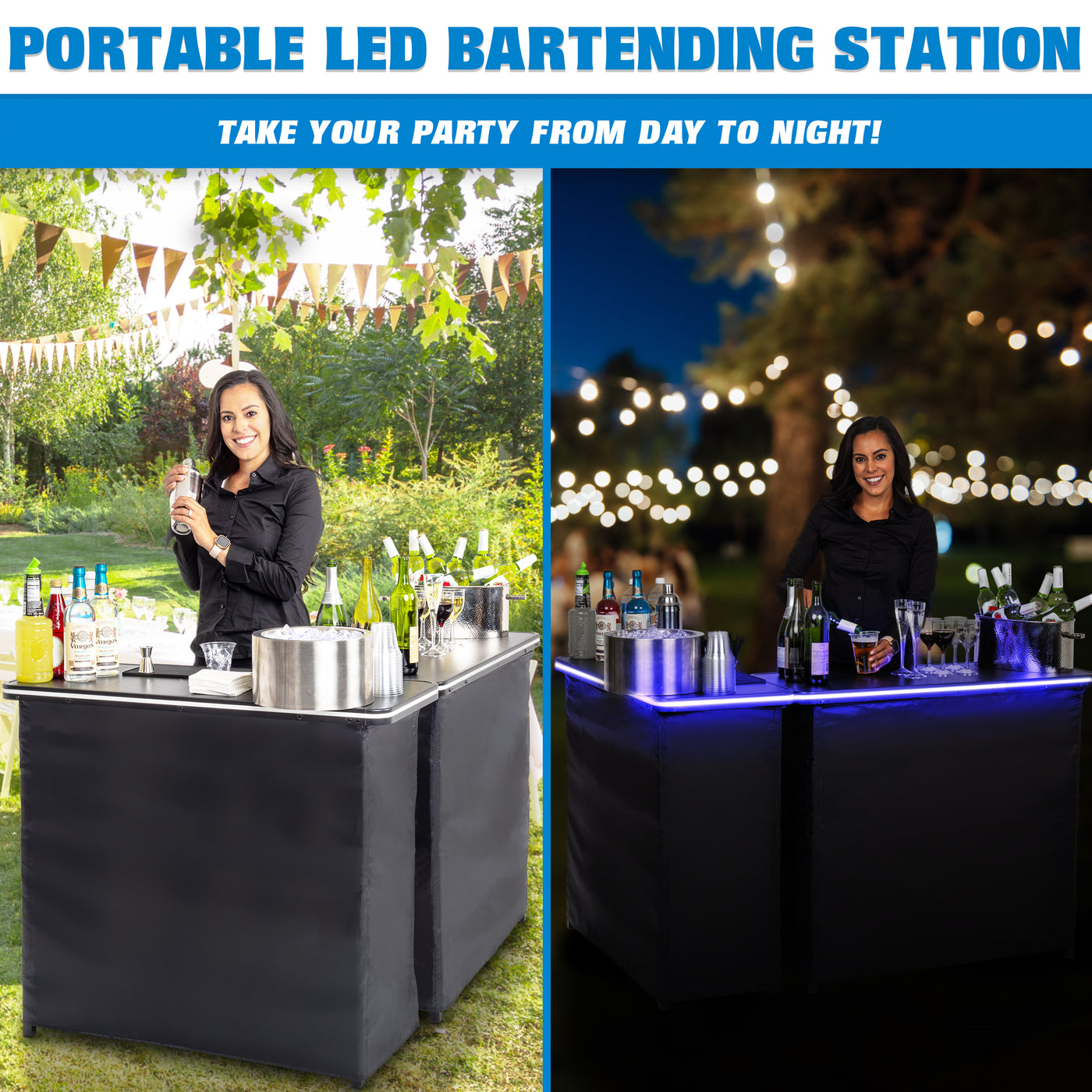Led Bar Set GoBar Portable Double Bar Table Set with Multi-Color LED Lights ...