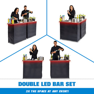 GoBar Portable Double Bar Table Set with Multi-Color LED Lights