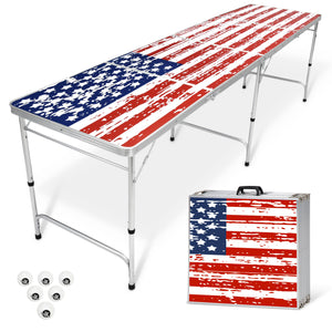 an american flag table with a cooler