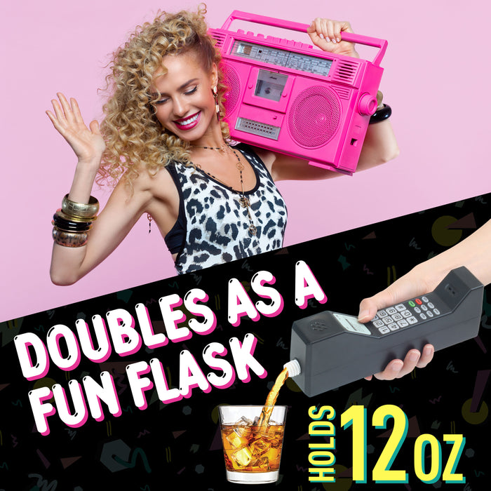 GoPong Old School Prop Phone & 12 oz Flask - Retro Cell Phone Hidden Alcohol Flask for 80s & 90s Party