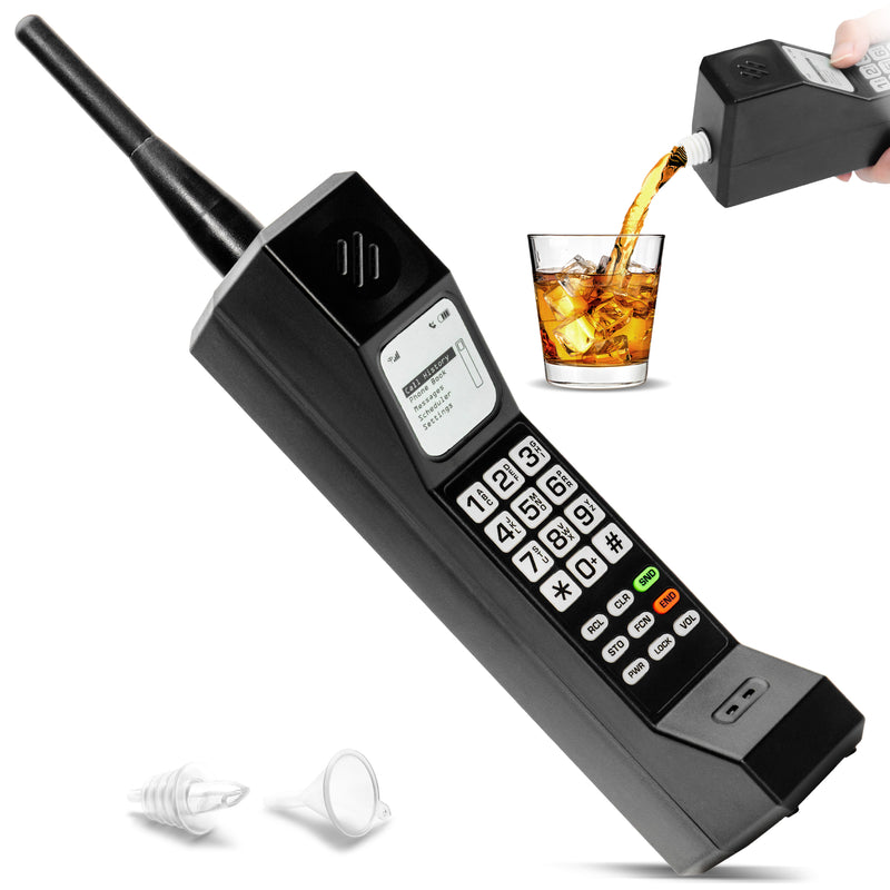 GoPong Old School Prop Phone & 12 oz Flask - Retro Cell Phone Hidden A
