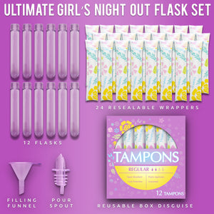 GoPong Tampon Flasks for Liquor - 12 Plastic 1.5 oz Hidden Flasks for Women