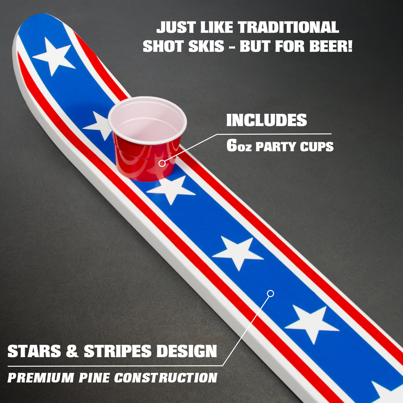 GoPong Das Shotten Ski | Rustic Wood 4 Person Drinking Ski GoPong Das Shotten Ski | Rustic Wood 4 Person Drinking Ski