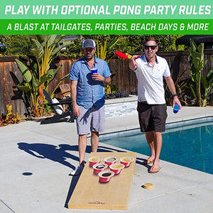 a group of people playing a game of corn corn