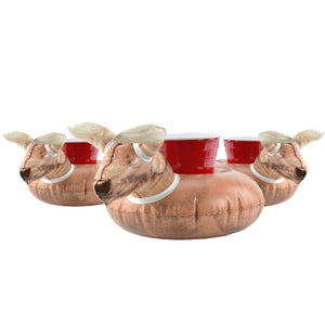 three red cups with white handles and a white handle