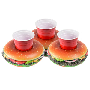 three hamburger cups on top of a hamburger