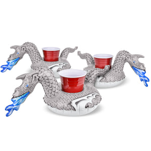 a set of three cups with a dragon design
