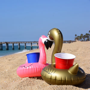 a pink and blue flamingo