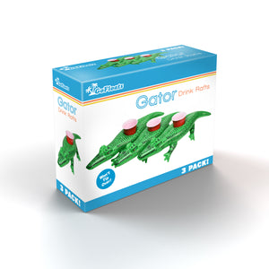 a box of green crocodiles with a red hat