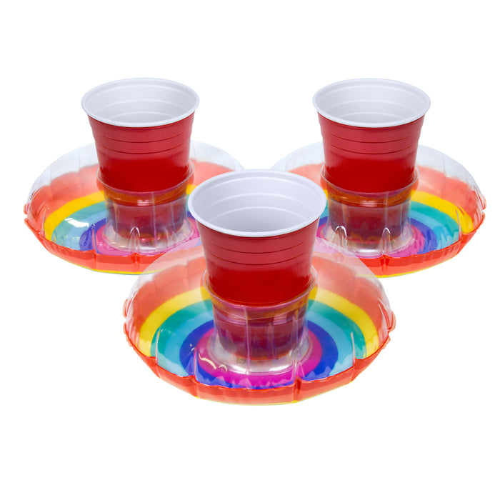 GoFloats Inflatable Drink Holders 3-Pack - Rainbow