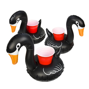 three black flamings with red cups