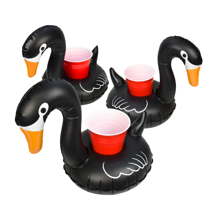 GoFloats Inflatable Drink Holders 3-Pack - Black Swan