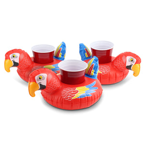 a red flaming shaped drink holder with two cups
