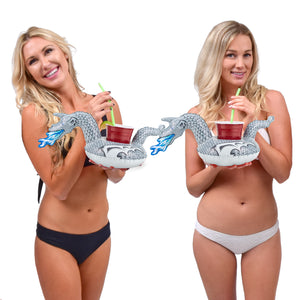 a woman in a bikini holding a tooth and a tooth
