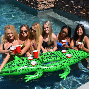 GoFloats Giant Party Floating Gator with Cooler & Cup Holders