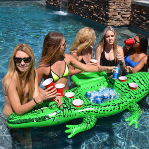 GoFloats Giant Party Floating Gator with Cooler & Cup Holders