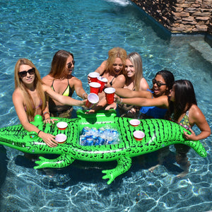 GoFloats Giant Party Floating Gator with Cooler & Cup Holders