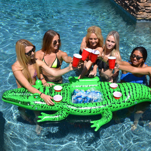 GoFloats Giant Party Floating Gator with Cooler & Cup Holders