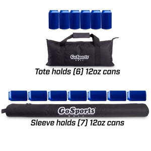 the gopros set includes a blue and black bag, a blue and black bag, and