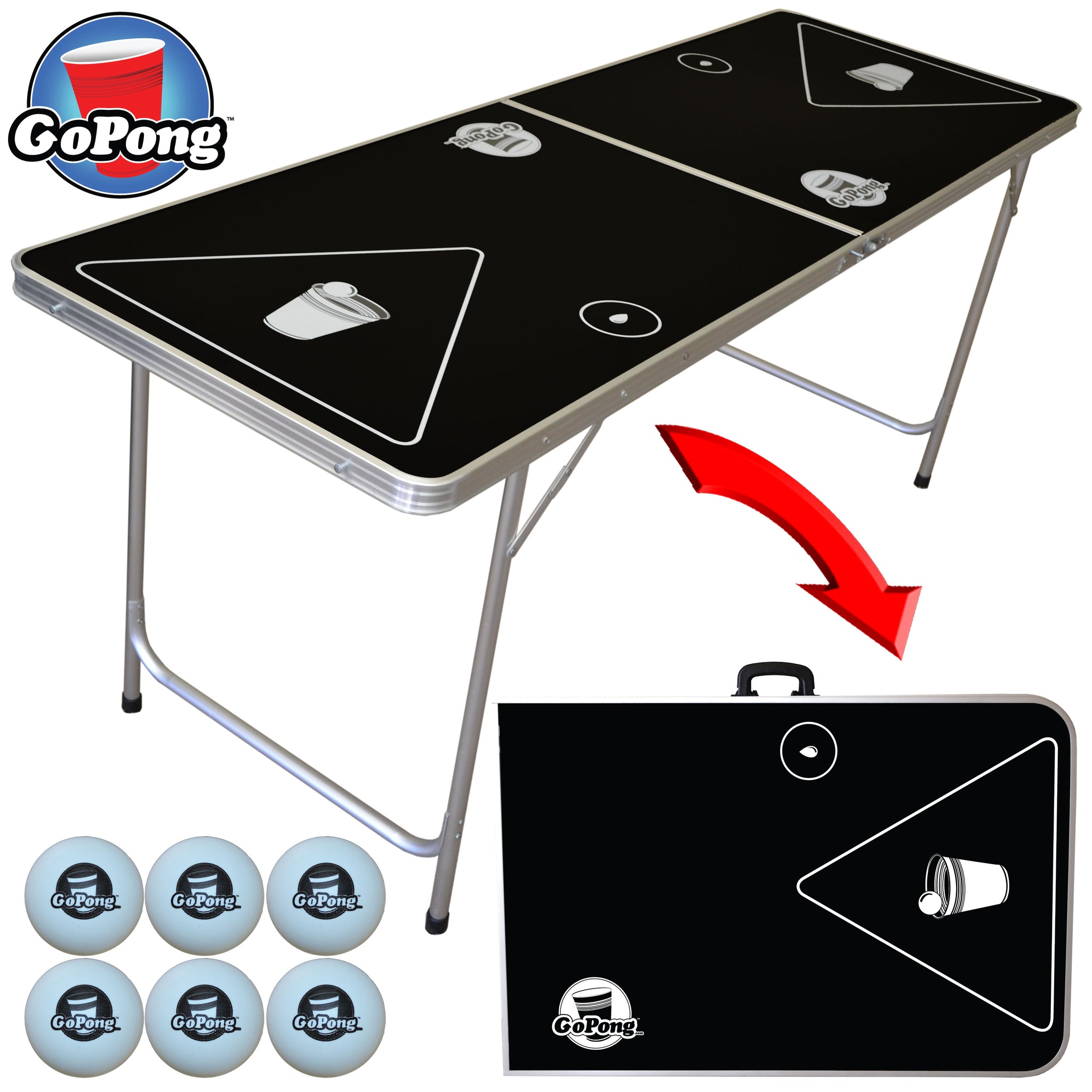 GoPong 6' Portable Folding Beer Pong Table