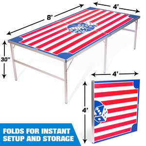 GoPong 8'x4' Beer Die Table with 5 Dice - American Flag