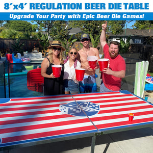 GoPong 8'x4' Beer Die Table with 5 Dice - American Flag