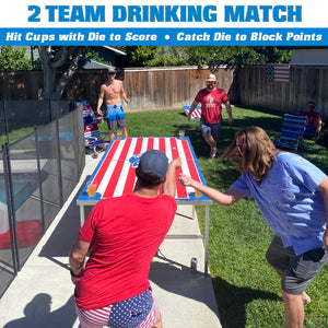 GoPong 8'x4' Beer Die Table with 5 Dice - American Flag