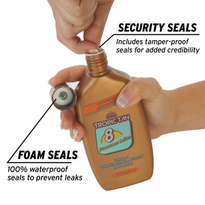 a hand holding a bottle of soap with a spray