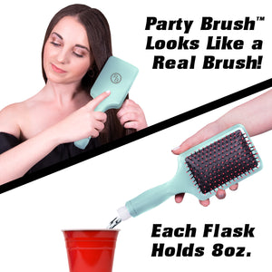 a woman is brushing her hair with a brush