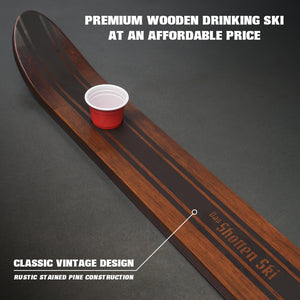 GoPong Das Shotten Ski with 50 Plastic Shot Glasses - Rustic Wood