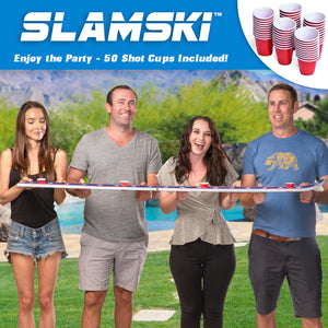 GoPong Slamski with 5 Plastic Shot Glasses - American Flag