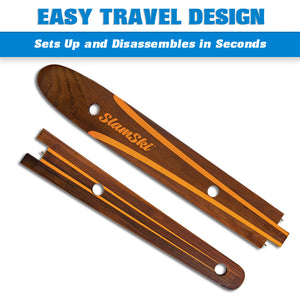 a pair of wooden paddles with the words easy travel design