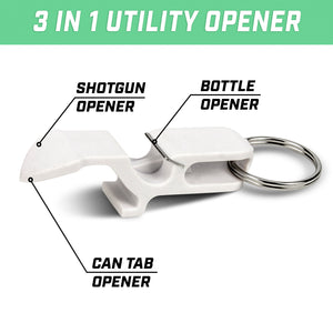 white plastic 3 in 1 utility opener 
